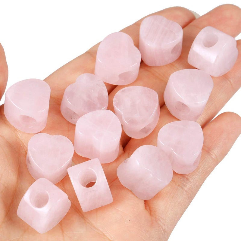 SUNYIK Rose Quartz Heart Shape Large Hole Loose European Bead fits Charm Bracelet Jewelry Makings,14x14mm, Pack of 15 - Image 4